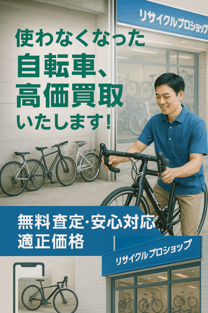 自転車を丁寧に査定するスタッフ